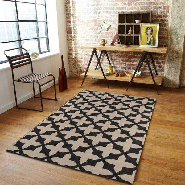 Black Geometric Area Rug