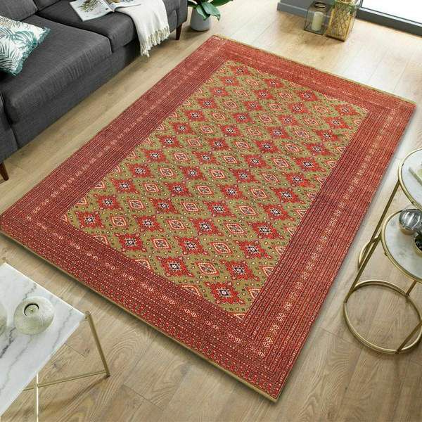 Green Bokhara Area Rug