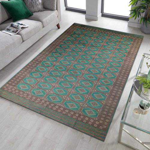 Green Bokhara Area Rug