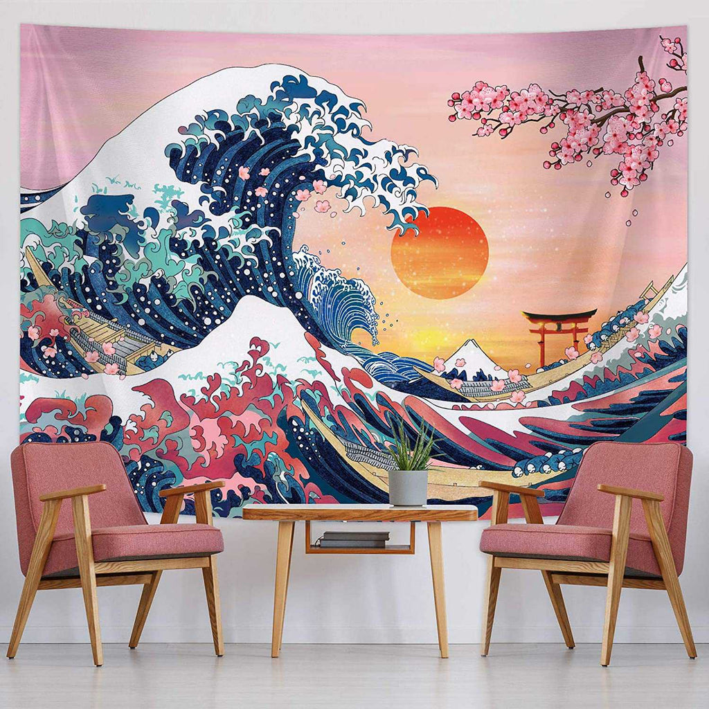 Sumind Japanese Ocean Wave Tapestry