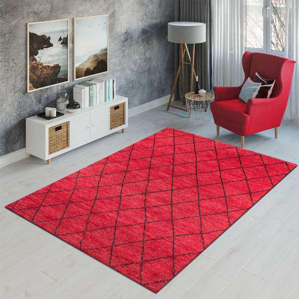 Red Geometric Area Rug