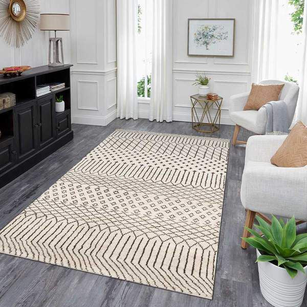 Ivory Geometric Area Rug