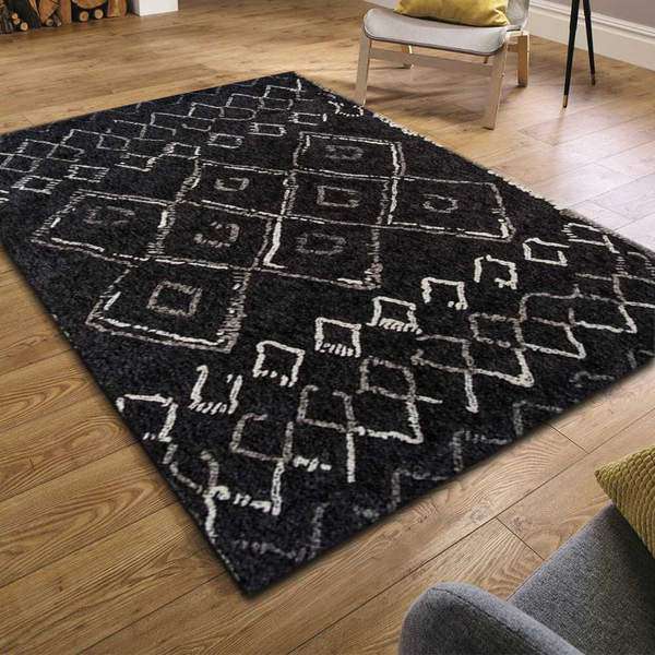 Black Boho Chic Area Rug