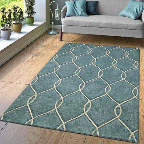 Teal Geometric Area Rug