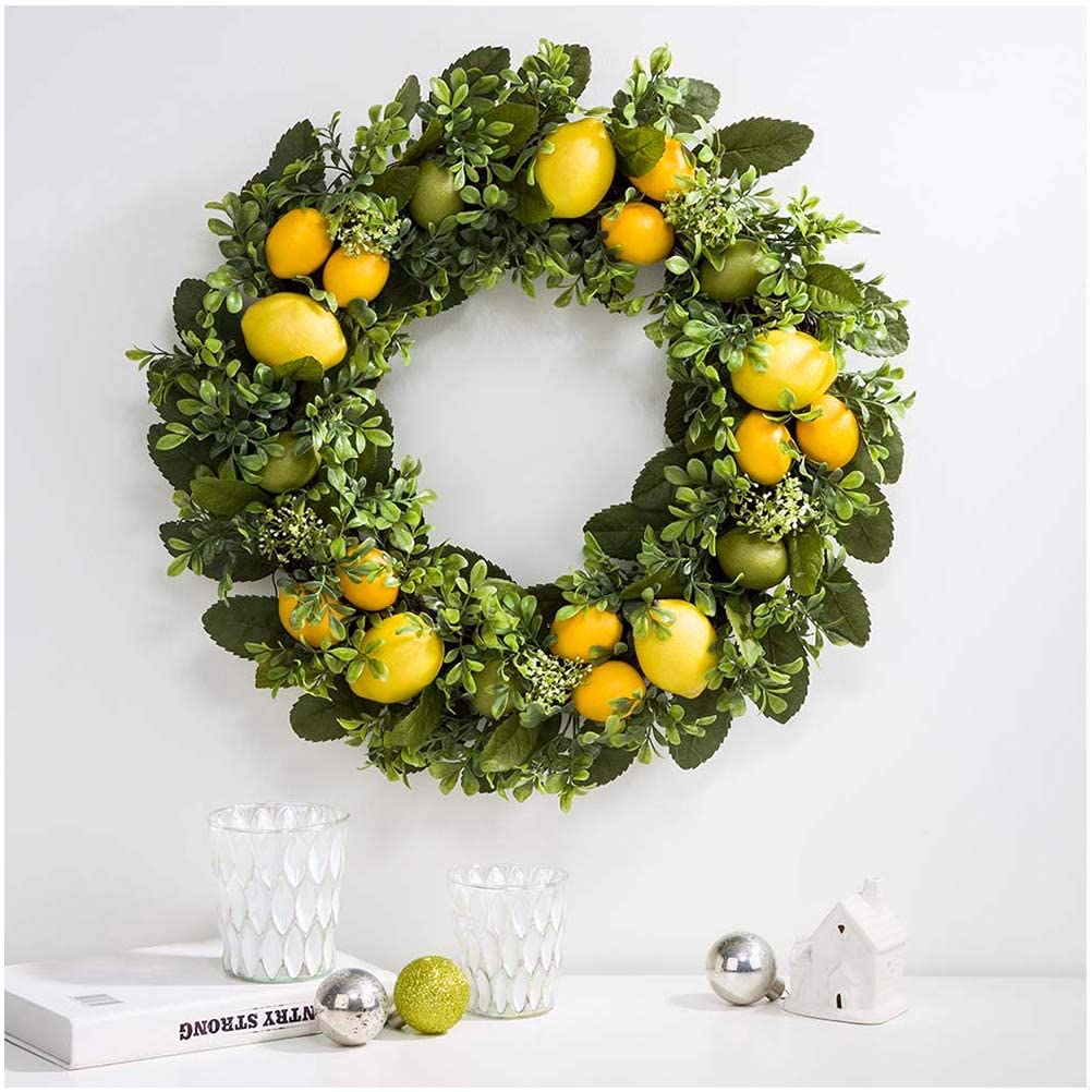 Glitzhome Greenery Lemon Wreath