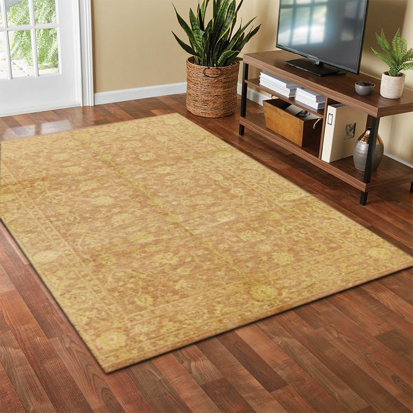 Beige Wool & Silk Area Rug