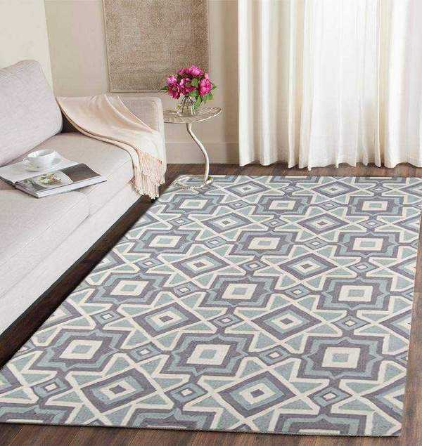 Grey Geometric Area Rug