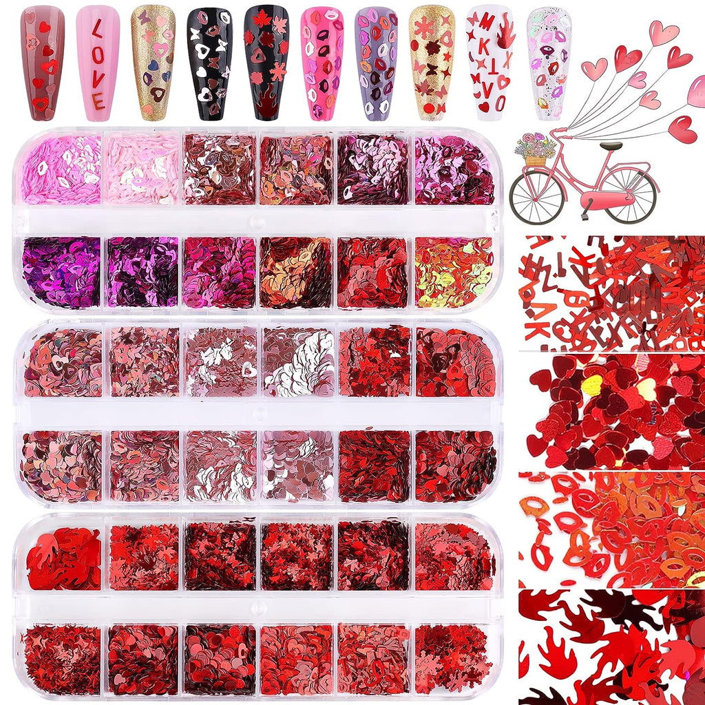 Kalolary Holographic Heart Nail Art Glitter Sequins