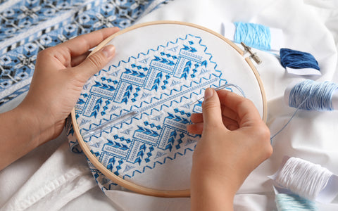 Cross Stitching Embroidered Fabrics
