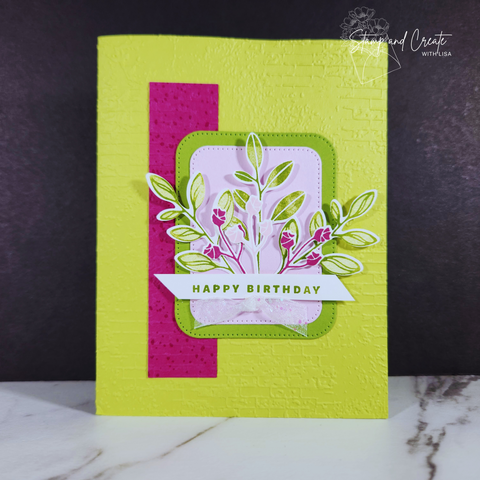 Handmade Birthday Card from Deb Duval in bright lime green and various pinks