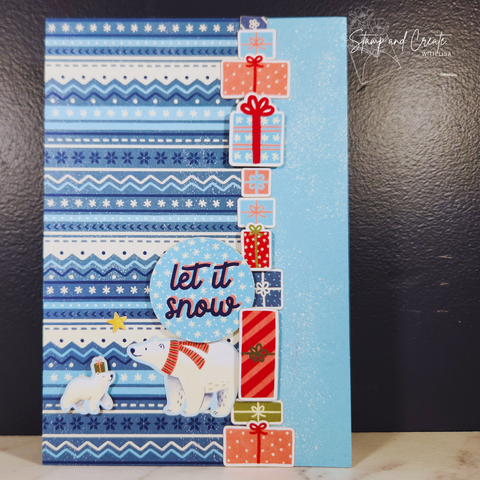 Christmas Card made with Stampin' Up!'s Beary Christmas Memories & More featuring polar bear and says Let It Snow