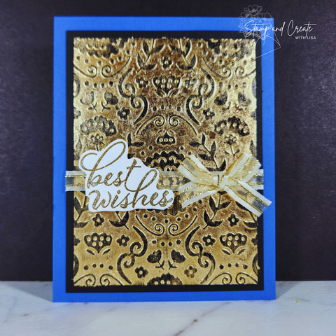 Handmade Birthday card from Diane Inkster featuring dry embossed paper ink gold with a black antique finish