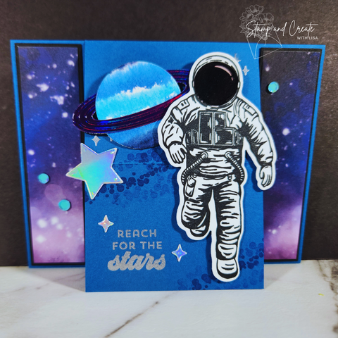 Handmade card from Desiree Spenst featuring an astronaught and planet