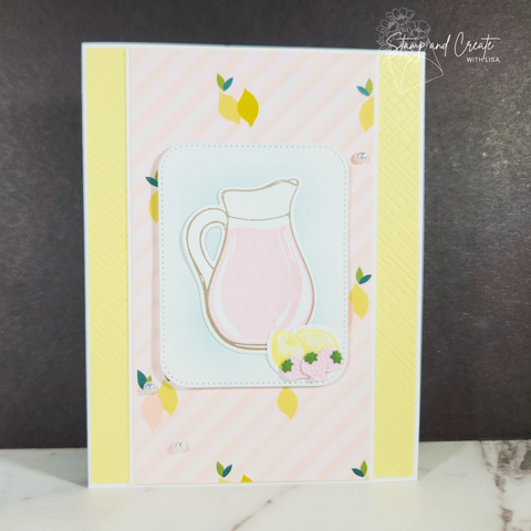 Handmade Card from Marcy Denning featuring a pitcher of lemonade