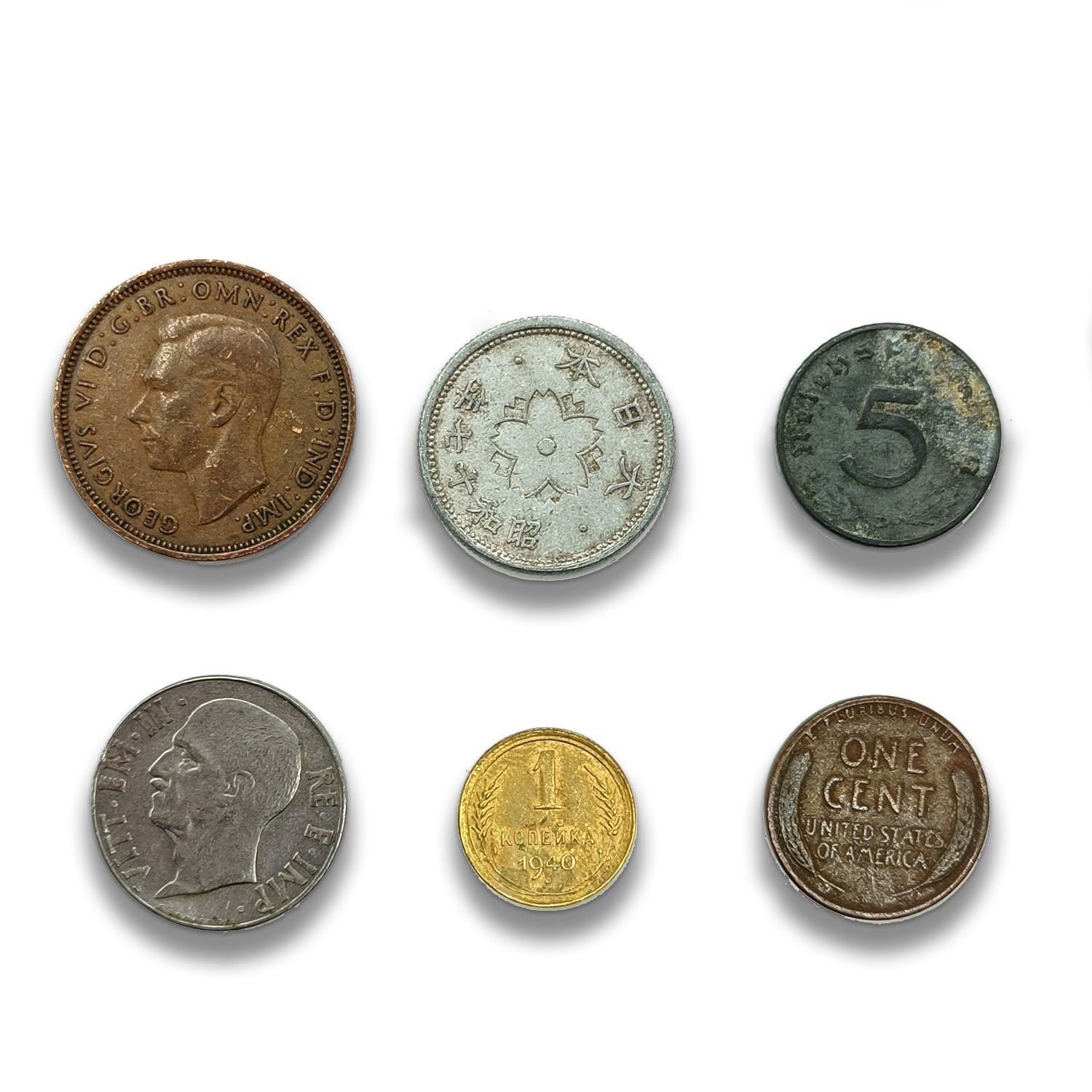 Segunda Guerra Mundial - 6 monedas originales de los participantes de –  Wartime