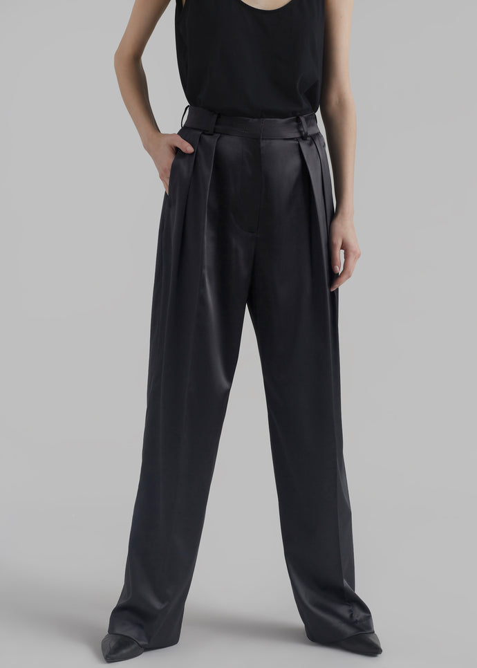 Kit Satin Trousers - Black