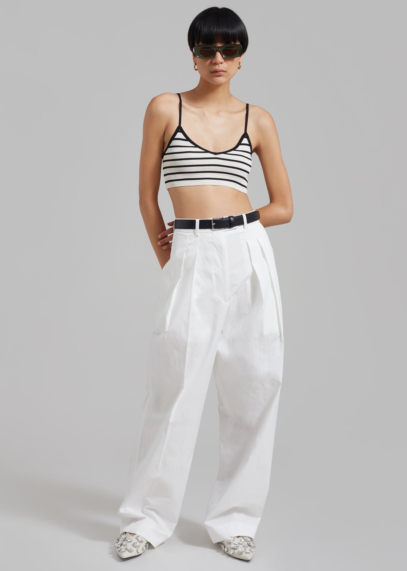 Proenza Schouler White Label Gingham Halter Bralette - Buttercream/Fawn