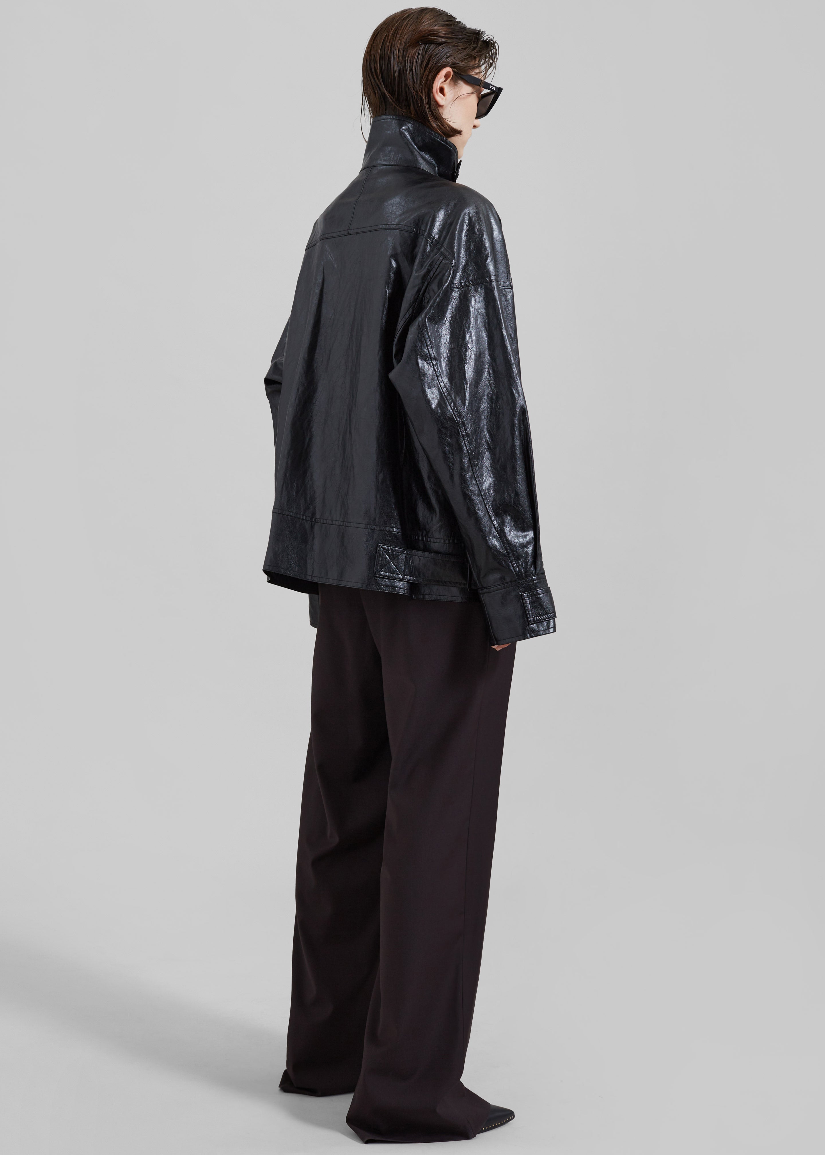 [LOW CLASSIC] / ☆ 24SS LEATHER BLOUSON JACKET / BLACK Low Classic Grained Faux-Leather Jacket In Black - 64% Off