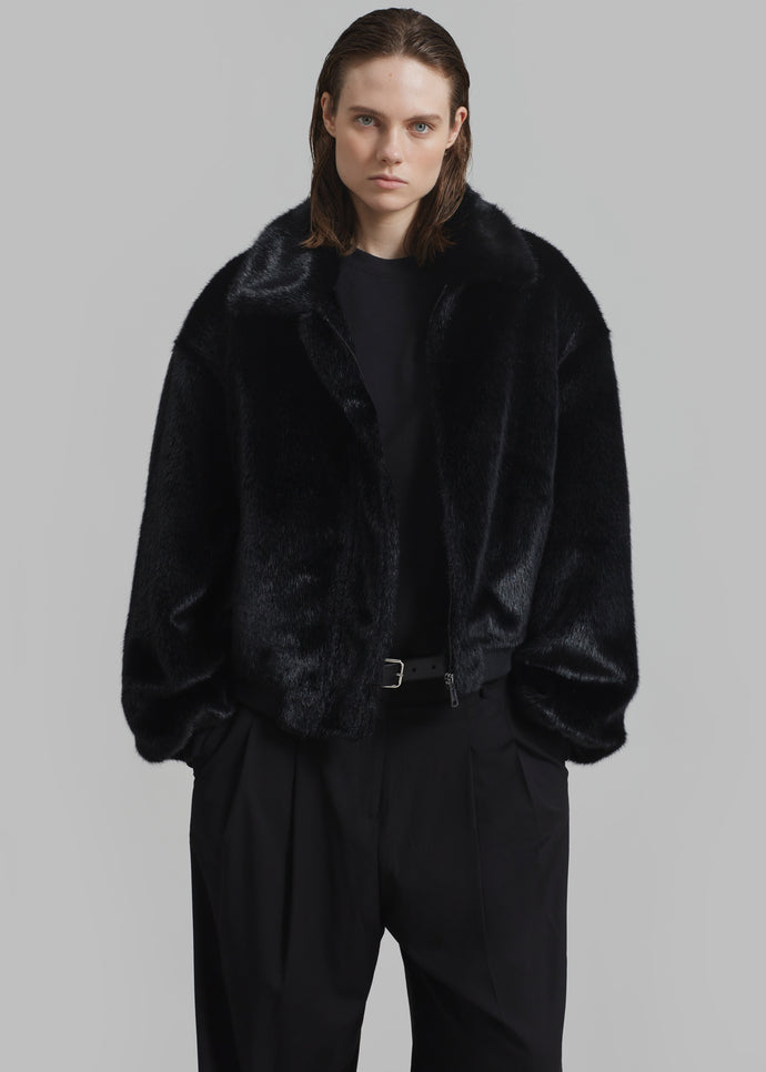 Fallon Short Faux Fur Coat - Black – The Frankie Shop