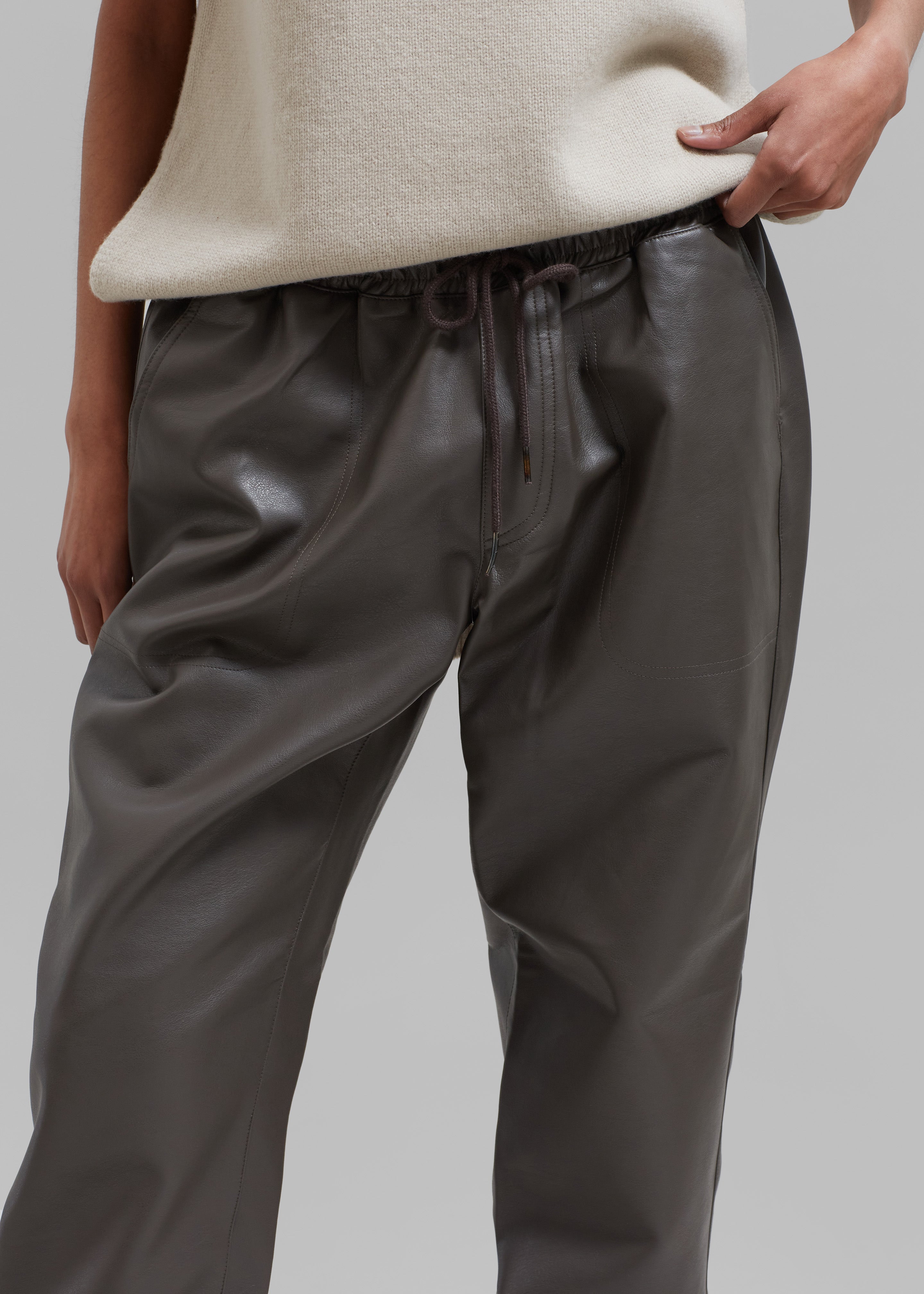 Lil Sinewi grill Brighton Faux Leather Joggers - Brown – The Frankie Shop