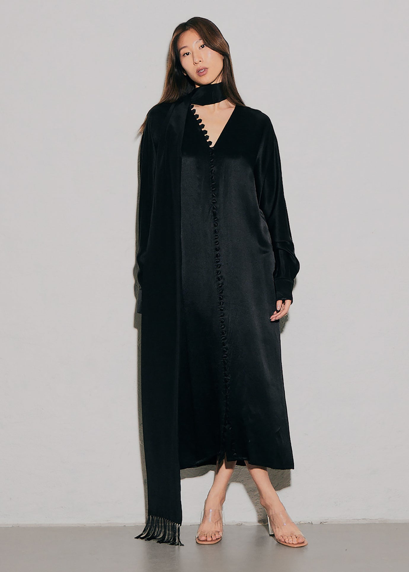 ROTATE Slinky Maxi Hooded Dress - Black