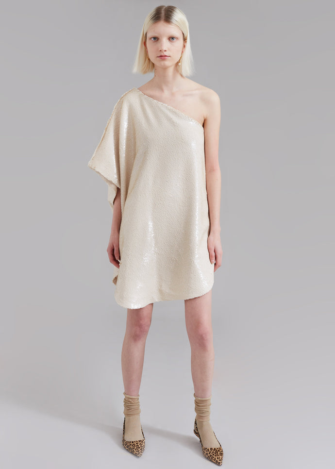 Gloria Sequins One Shoulder Dress - Olive – The Frankie Shop