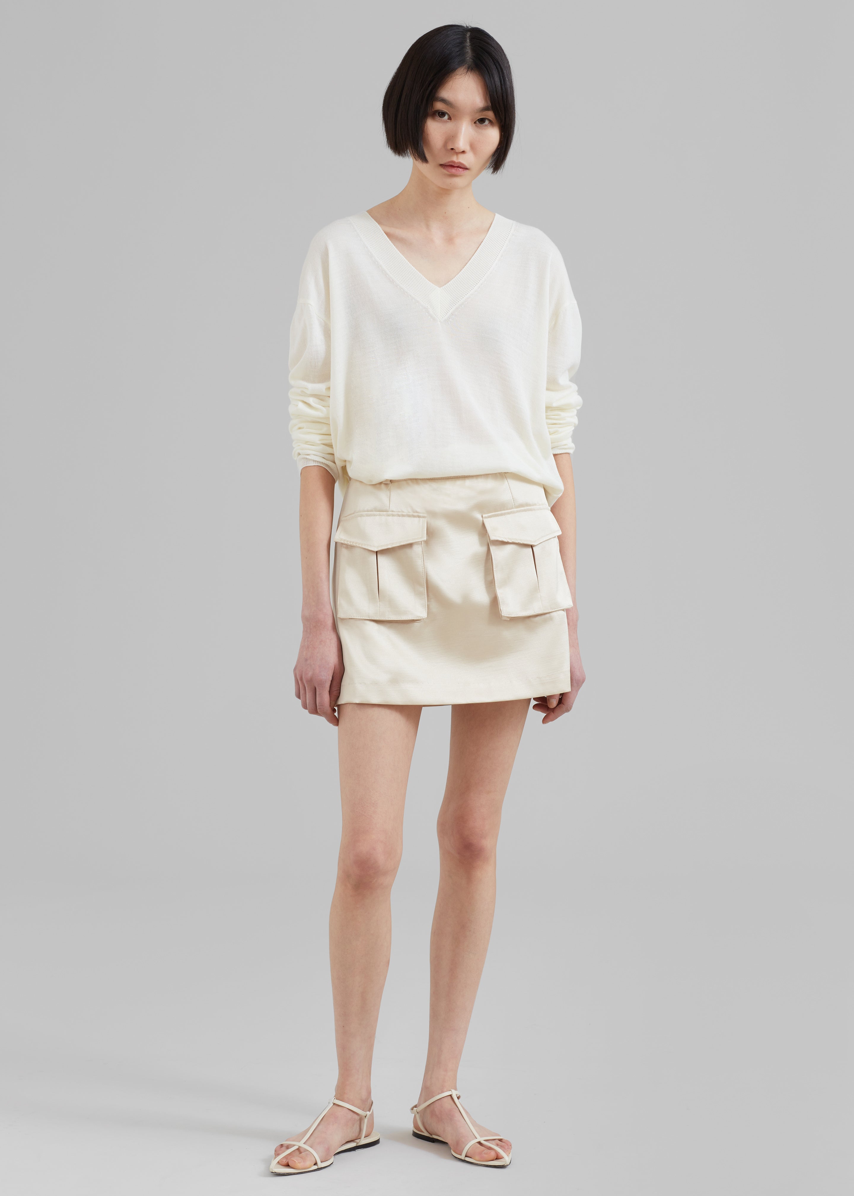 Hudson Satin Cargo Skirt - Beige