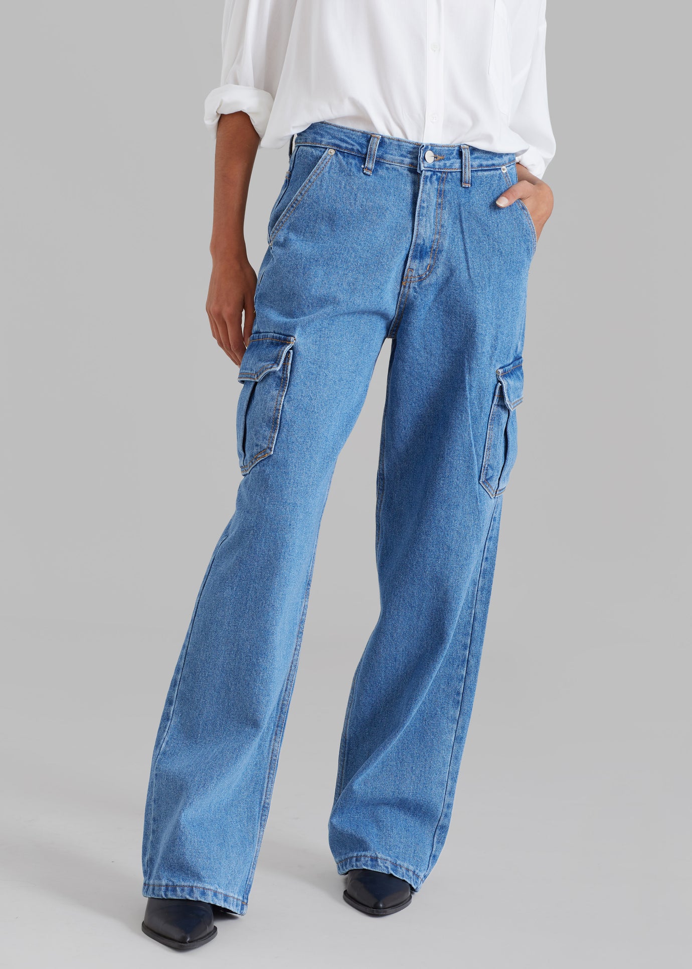 Lenny Cargo Jeans - Blue Denim – The Frankie Shop