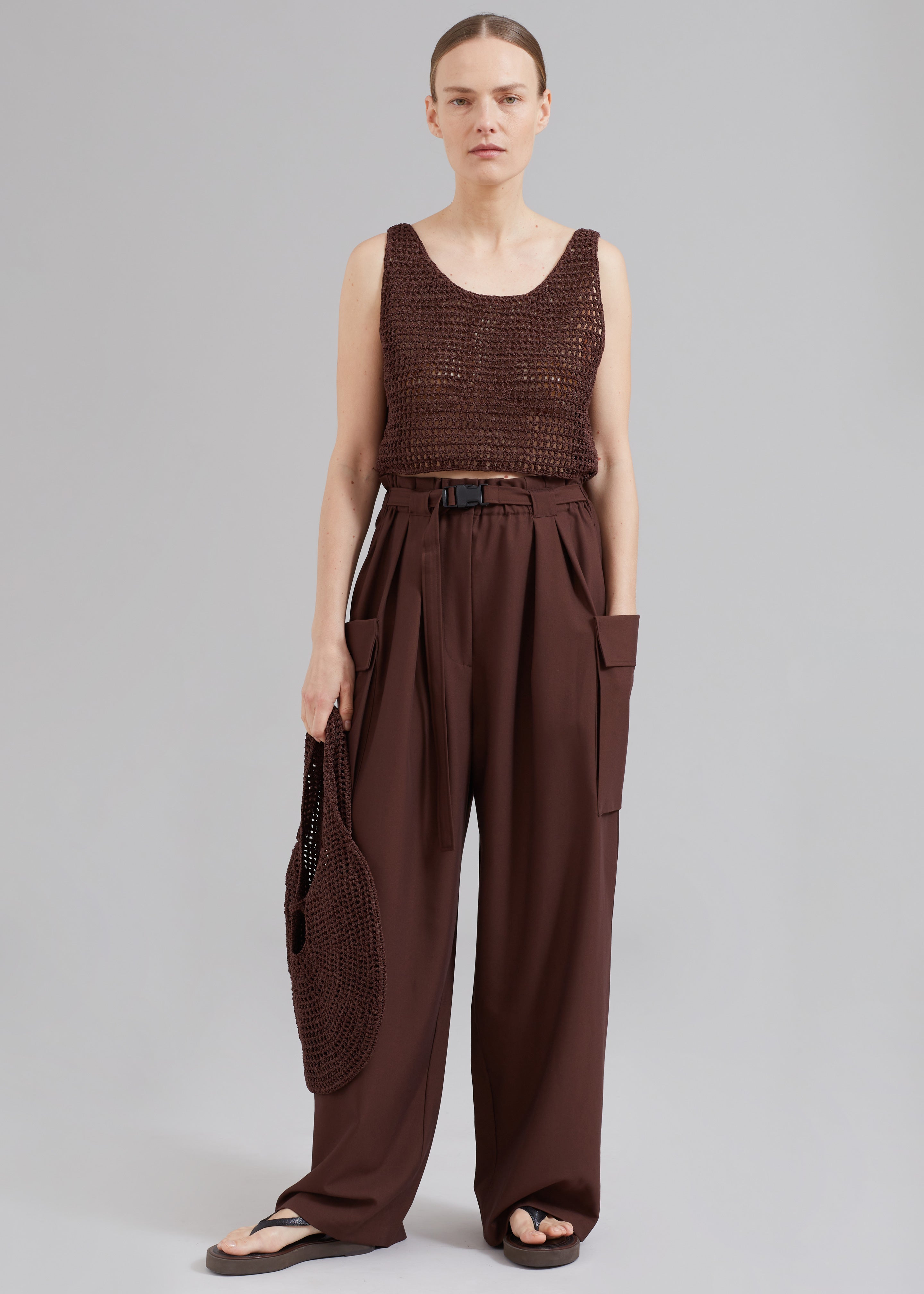 Low Classic Handmade 2-Way Knit Top - Brown