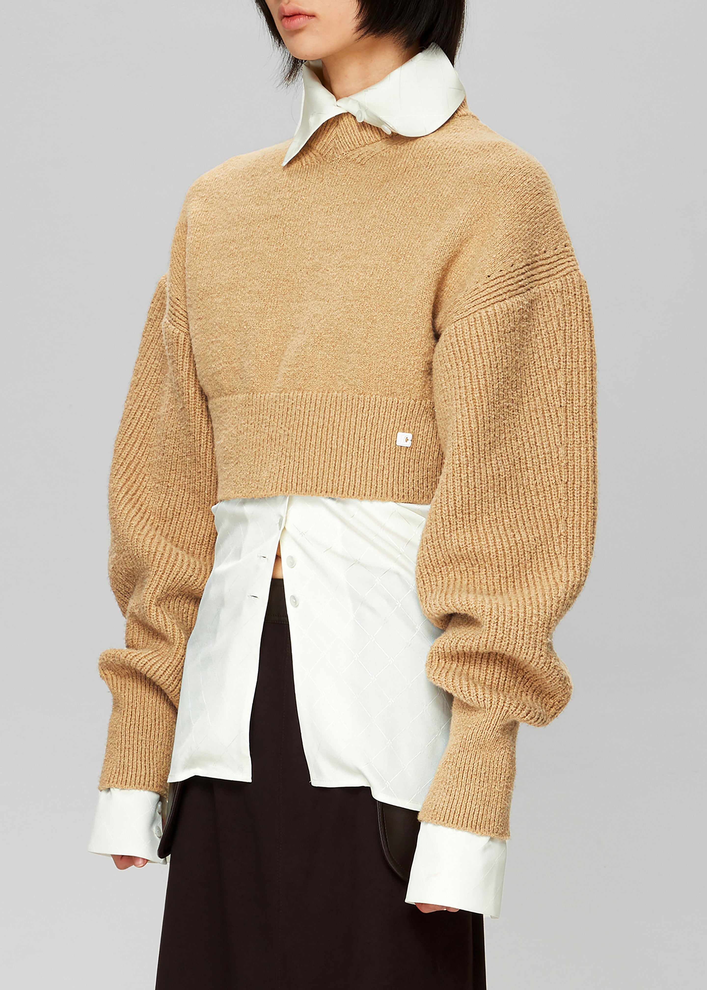 Low Classic Back Point Crop Knit - Beige