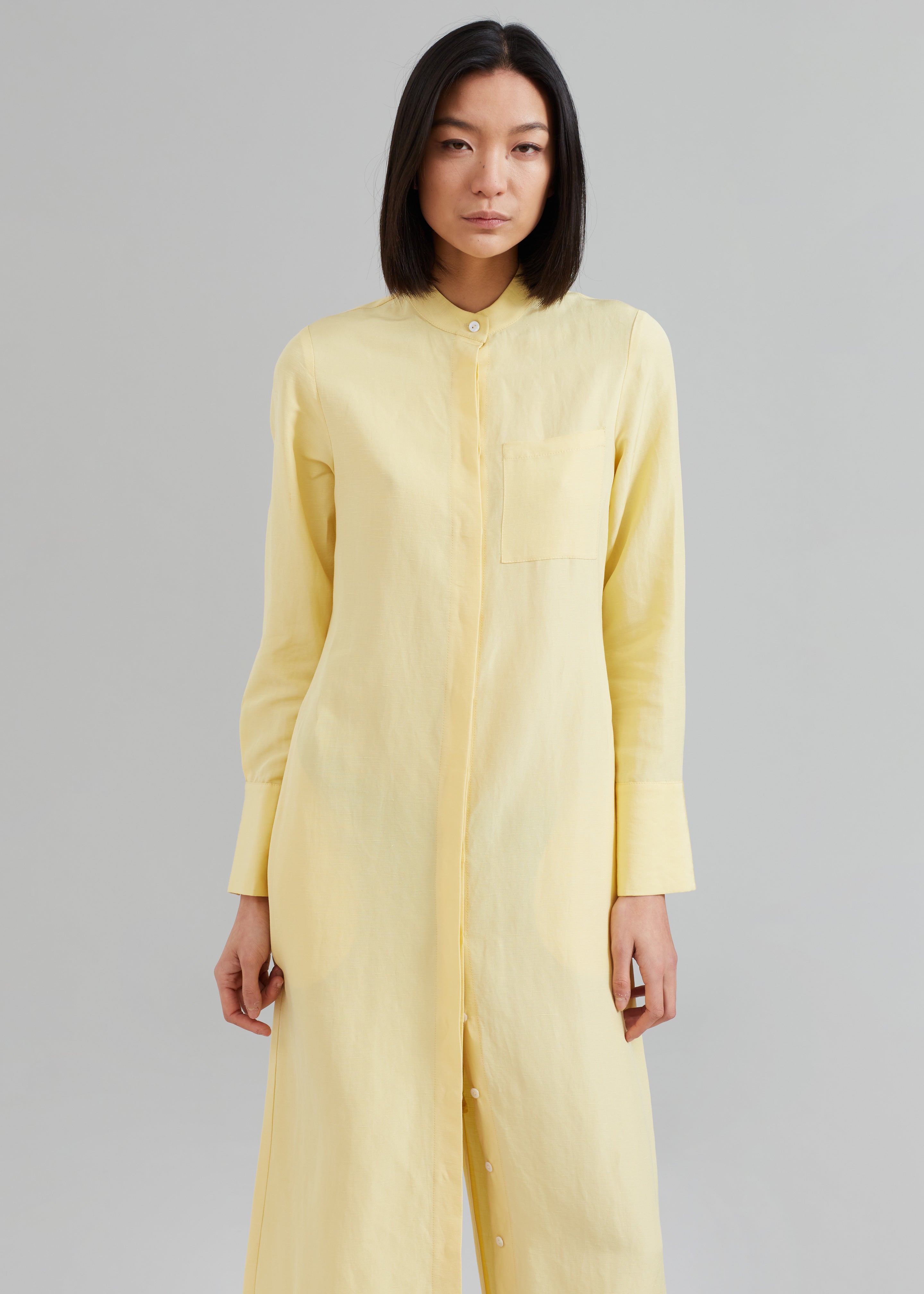 MATIN Collarless Shirt Dress - Butter – The Frankie Shop