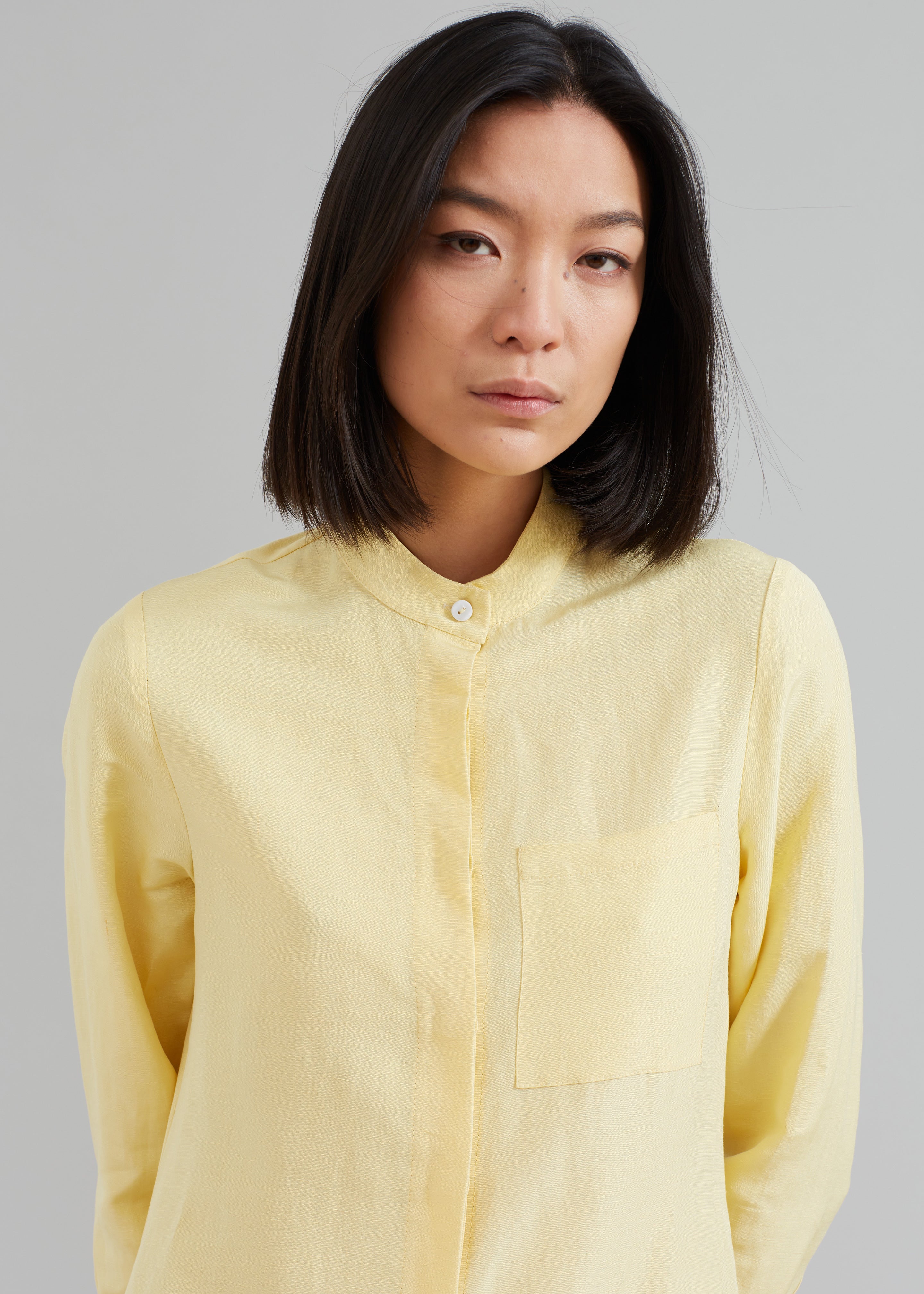 MATIN Collarless Shirt Dress - Butter – The Frankie Shop
