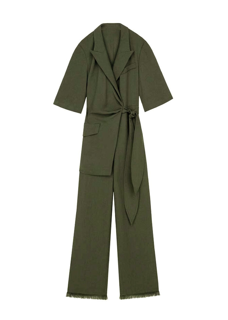 Astero Wrap Front Jumpsuit by Nanushka- Amazon Green – The Frankie Shop