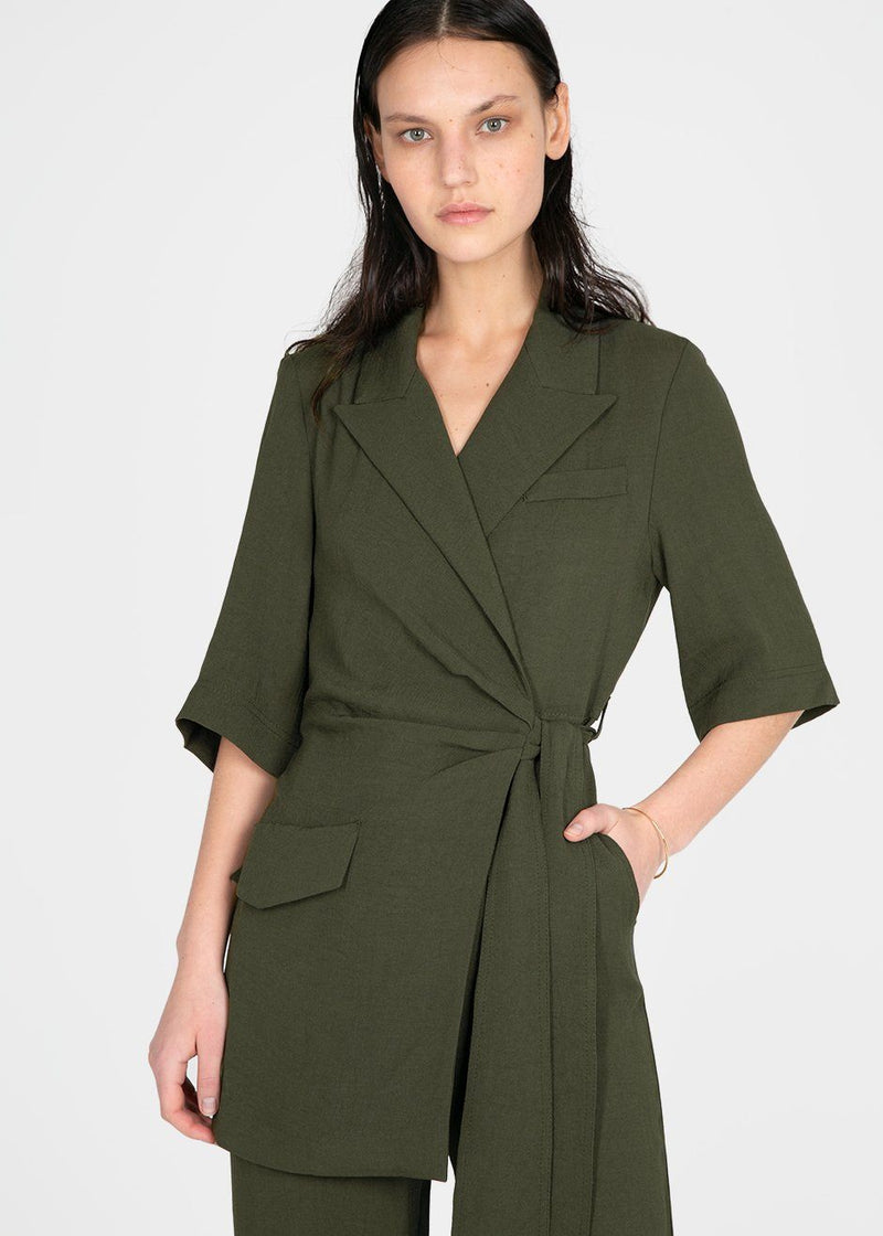 Astero Wrap Front Jumpsuit by Nanushka- Amazon Green – The Frankie Shop