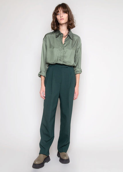 Bea Pleated Suit Pants in Forest Green – The Frankie Shop