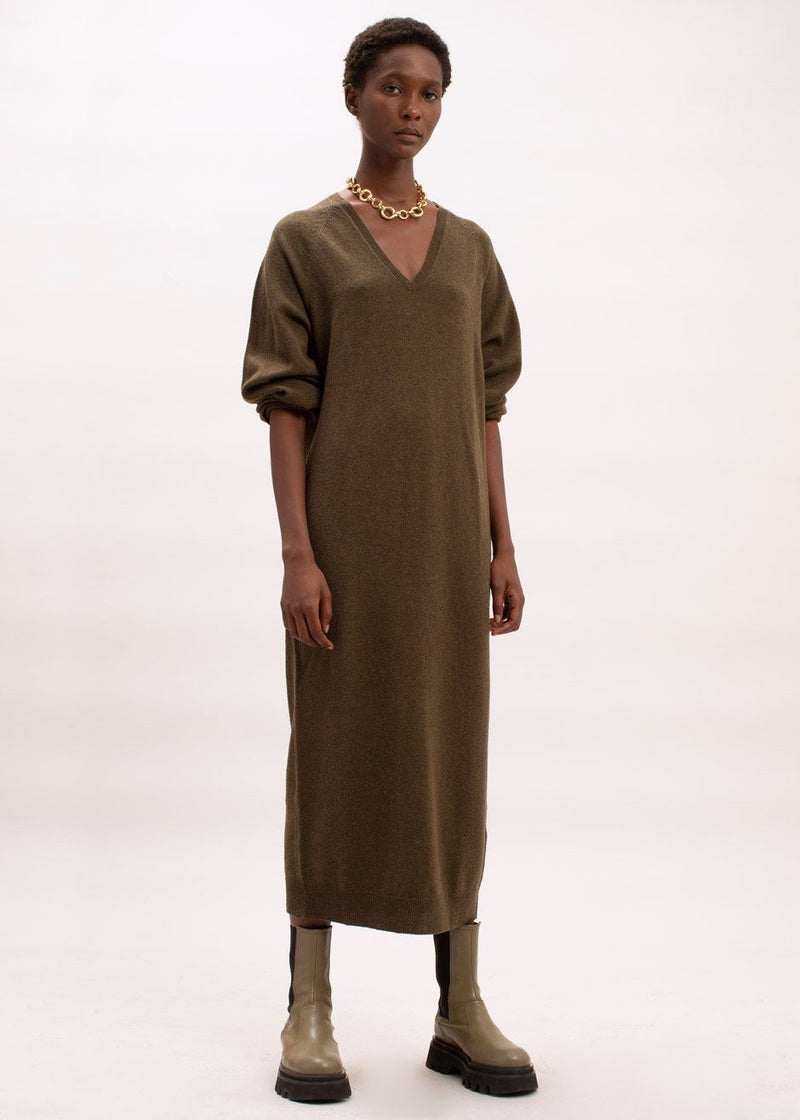 Beni Knit Dress by Remain Birger Christensen in Military Olive – The ...