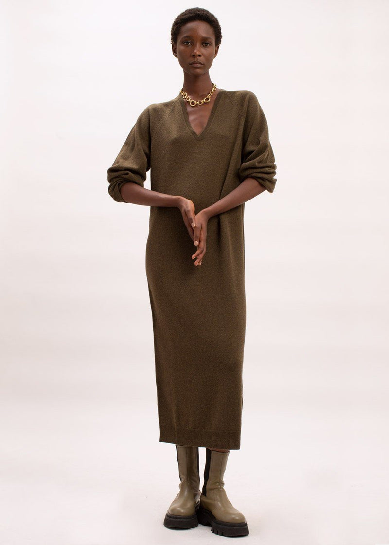 Beni Knit Dress by Remain Birger Christensen in Military Olive – The ...