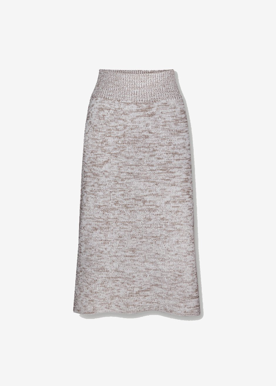 Bevza Knitted Skirt - Light Beige Melange