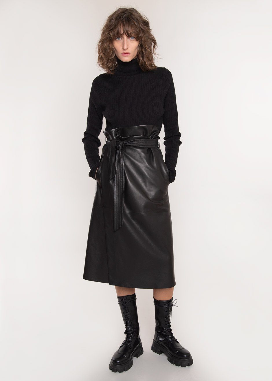Bibi Leather Wrap Skirt by Rika Studios in Black – The Frankie Shop