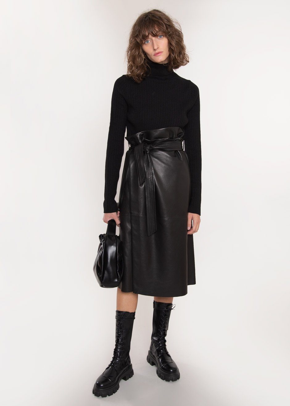 Bibi Leather Wrap Skirt by Rika Studios in Black – The Frankie Shop