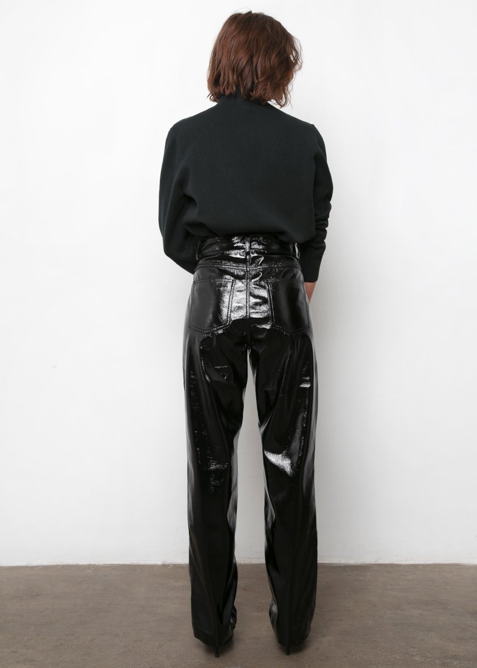 Black Patent Flared Pants