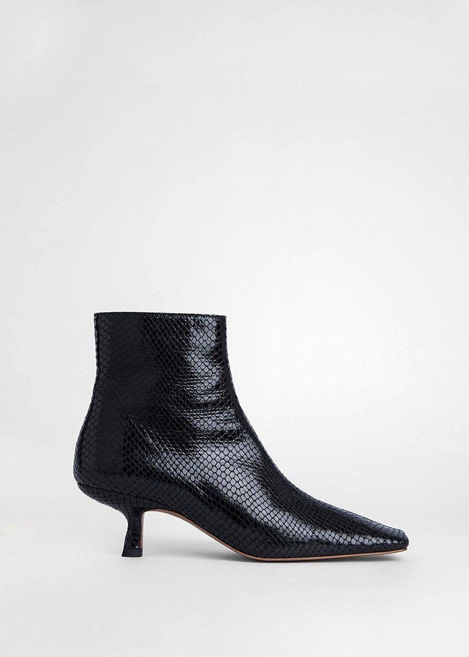 By Far Lange Ankle Boot in Black Snake Print Leather – The Frankie Shop