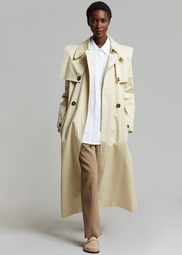 ベルギー製 L'Or Stand collar Long Coat ベージュ