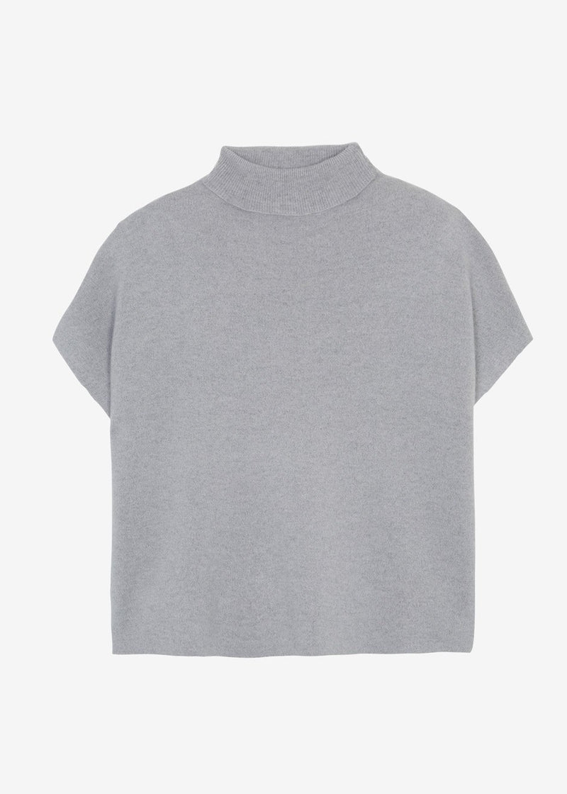 Cloud Knit Short Sleeve Mock Neck Sweater in Soft Grey – The Frankie Shop