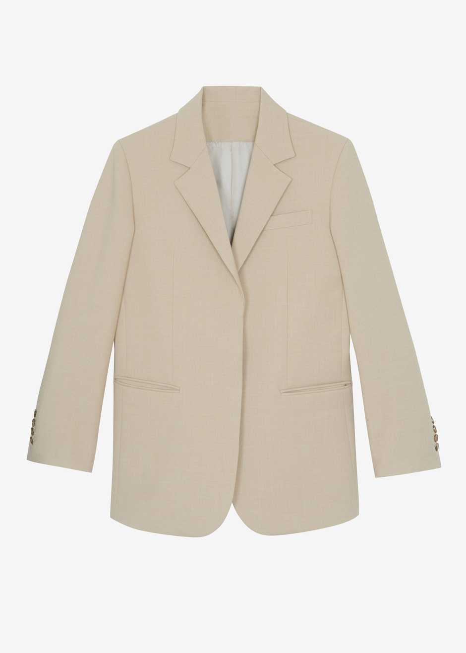 Concealed Button Blazer in Sand