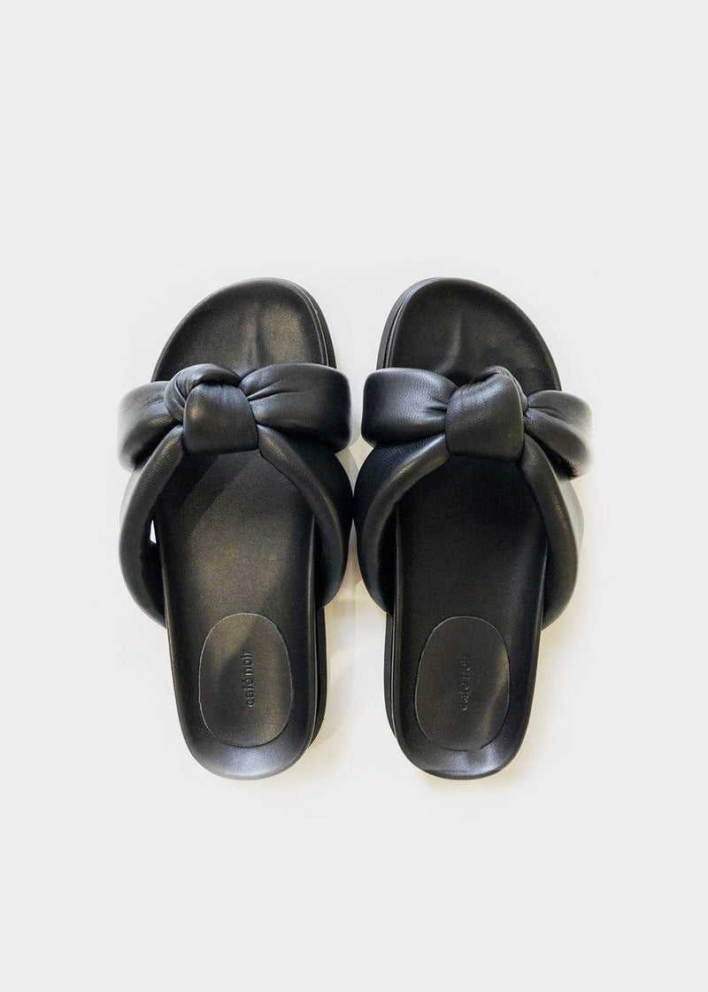 criss cross leather slides