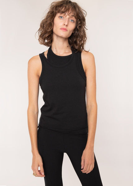 Double Asymmetric Layer Tank in Black – The Frankie Shop