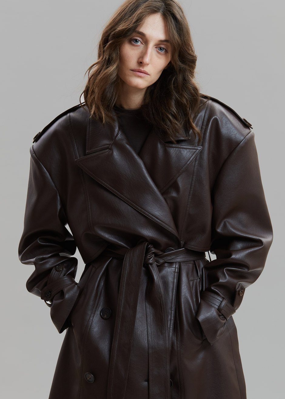 Diana Faux Leather Trench Coat - Java – The Frankie Shop