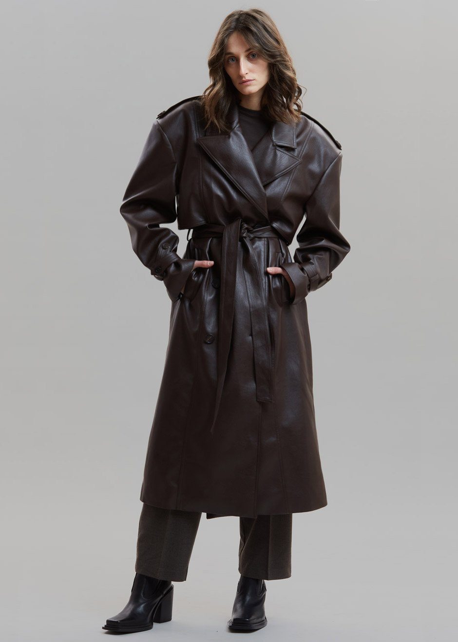 Diana Faux Leather Trench Coat - Java – The Frankie Shop