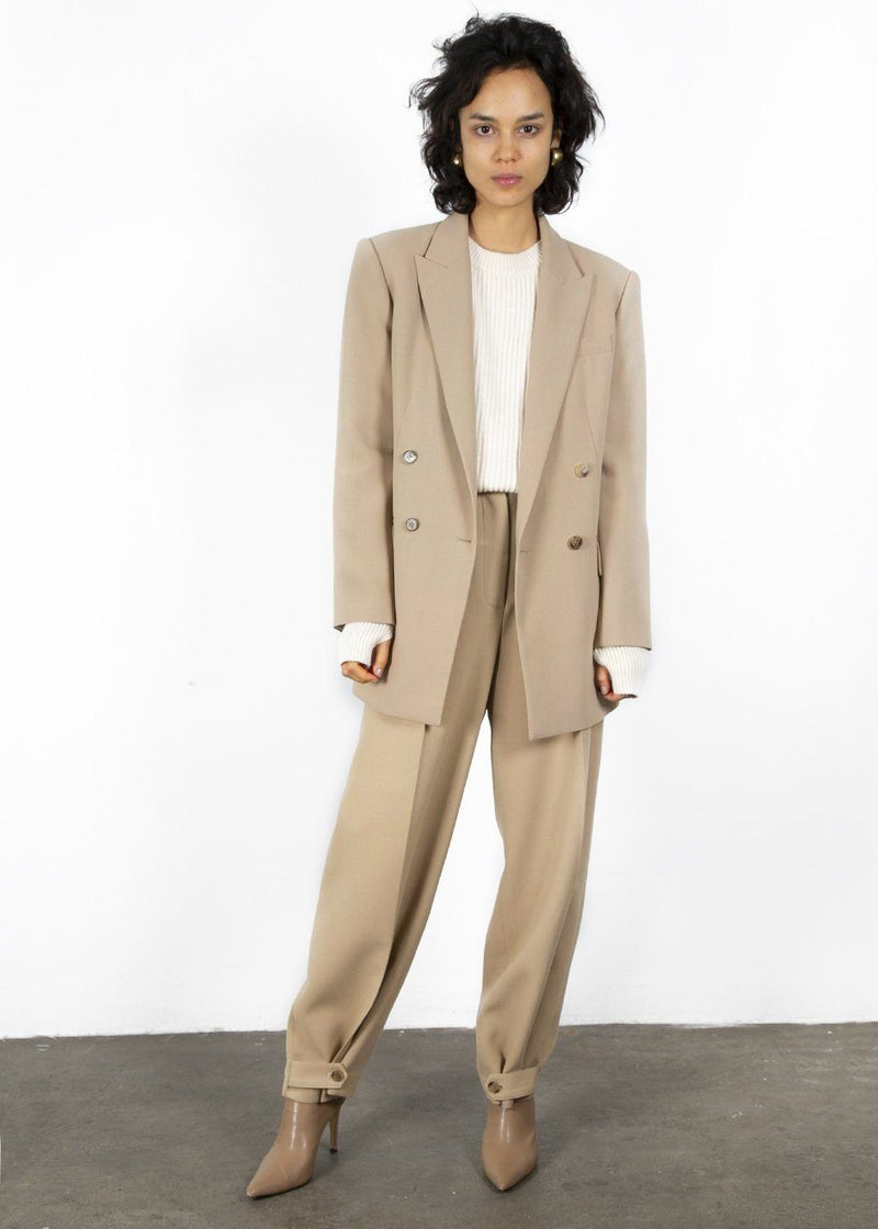 Double Breasted Suit Blazer in Classic Beige – The Frankie Shop